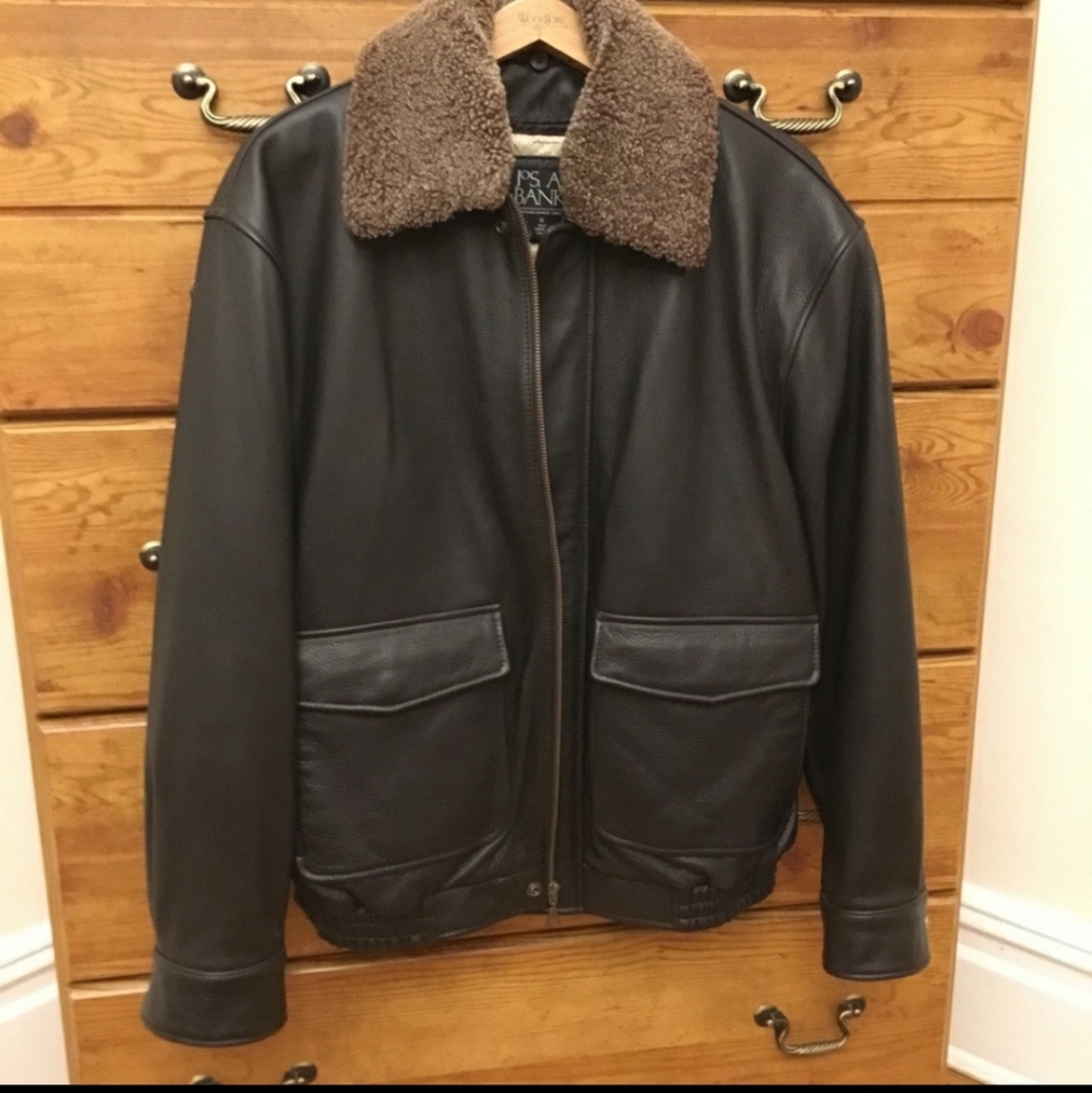A JOS A.Bank leather aviator jack